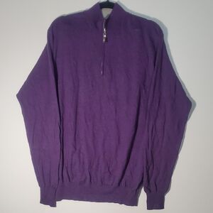 Peter Millar Luxury Merino Wool Blend Sweater Purple 1/4 Zip Size L